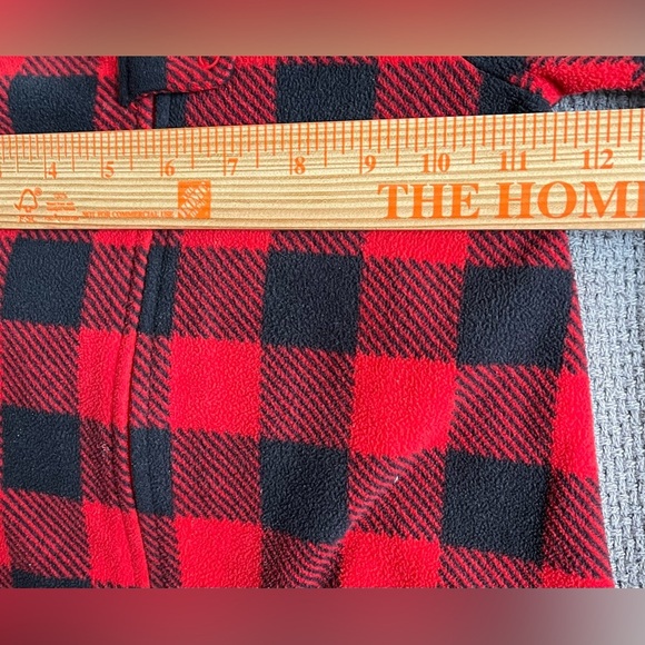 Carter's Baby Bunting, Red & Black Buffalo Plaid, Zip Down Fleece; Size 3-6m - Picture 7 of 9